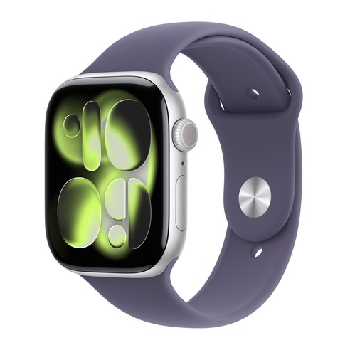 Apple 2025 애플워치 11, 실버, 46mm, GPS+Cellular, 알루미늄,실버/퍼플 포그 스포츠 밴드, M/L