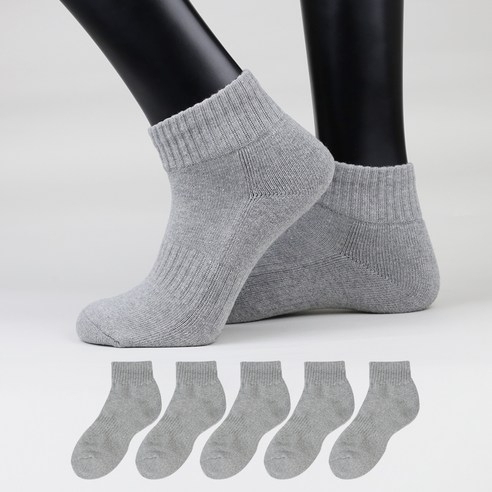 이지레그 여성용 이중바닥 스포츠 런닝 단목 양말, 그레이, 5개