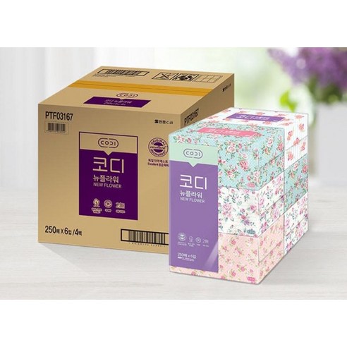 코디 뉴플라워 천연펄프 미용티슈 2겹 250매, 24개 솔직 후기 | 실사용자 리뷰 분석 - 상품 이미지 2