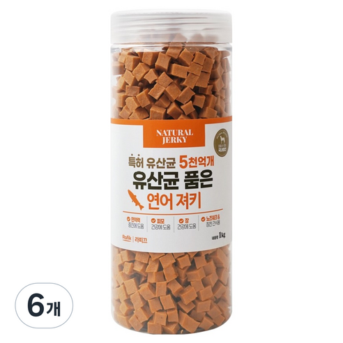라피끄 강아지 유산균 품은 져키, 연어, 1kg, 6개