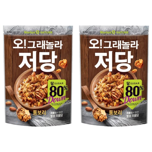 마켓오네이처 오!그래놀라 저당, 255g, 2개