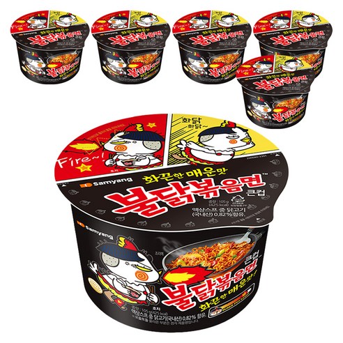 불닭볶음면 큰컵 105g, 6개