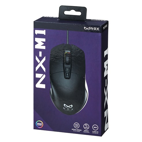 녹스게이밍기어 LED 게이밍 유선 마우스, NX-M1, 블랙