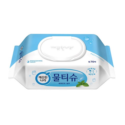 깨끗한나라 페퍼민트 블루 물티슈 캡형 이미지 2