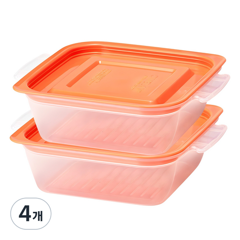씨밀렉스 점보쿡밥 전자레인지 전용용기 700ml, 오렌지, 4개