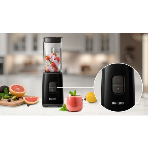 필립스 미니 블렌더 데일리 컬렉션 시리즈 텀블러&다지기 구성 블랙 이미지 2