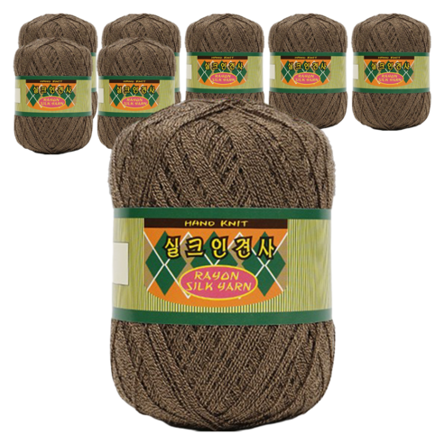 필립섬유 쎄비 실크 인견사 뜨개실 90g x 4p, 827 메란지다크브라운, 8개