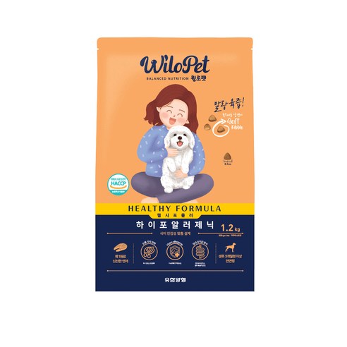 윌로펫 전연령용 강아지 헬시포뮬러 기능성 소프트사료 하이포알러제닉, 연어, 1.2kg, 1개