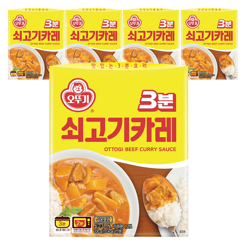 오뚜기3분 쇠고기카레, 200g, 5개