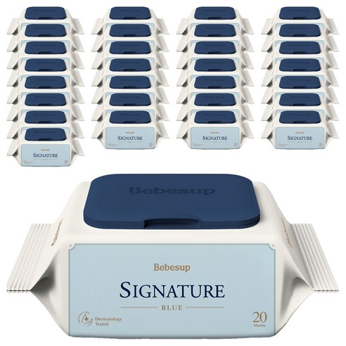 베베숲 시그니처 블루 유아물티슈 휴대캡형, 75g, 20매, 48개