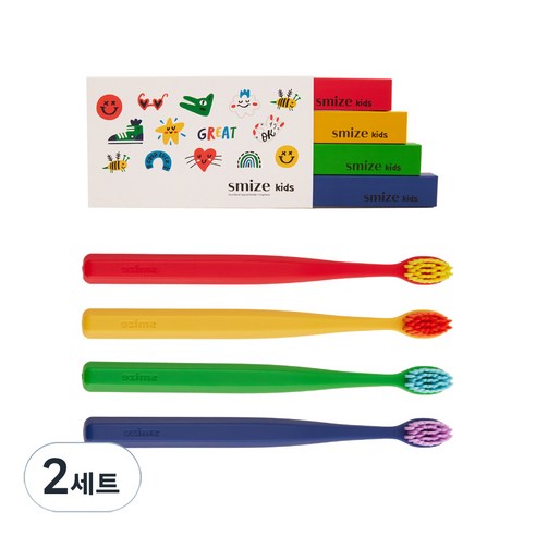 스마이즈 키즈 칫솔 4종 세트, 혼합색상, 4개입, 2세트