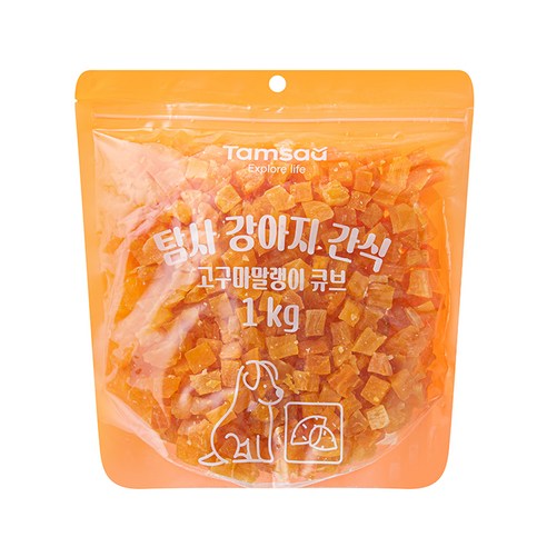 탐사 강아지 간식 고구마말랭이 큐브, 1kg, 1개, 고구마