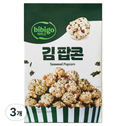 비비고 단짠단짠 김 팝콘, 80g, 3개