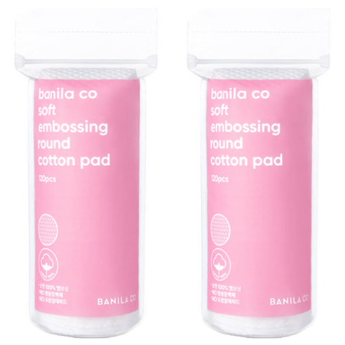 바닐라코 소프트 엠보싱 원형 화장솜, 120개입, 2개