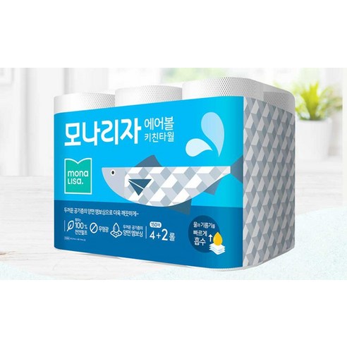 모나리자 에어볼 천연펄프 롤 키친타올 150매, 18개 이미지 2