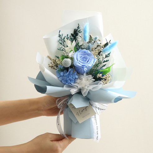 뷰티풀데코센스 생화 프리저브드 꽃다발 후기 분석 - 쇼핑백 포함 구성