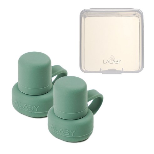 랄라비 실리콘 파우치 토퍼 2P 세트 빨대컵부속용품, 1세트, 토퍼2P(Green)+케이스