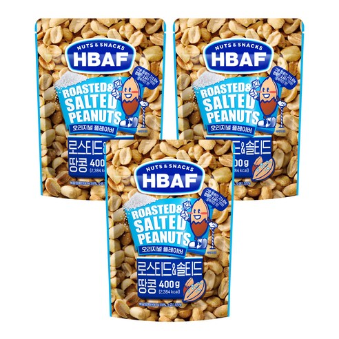 바프 로스티드 앤 솔티드 땅콩, 400g, 3개