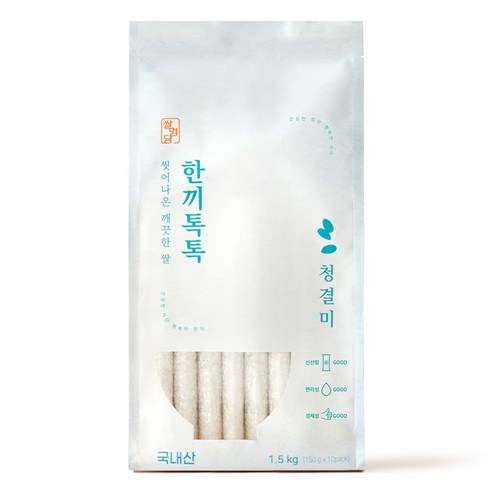 쌀명당 씻어나온 한끼톡톡 청결미, 1.5kg, 1개, 상등급