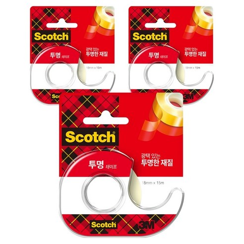 쓰리엠 스카치 투명테이프 581 디스펜서 18mm x 15m, 3개