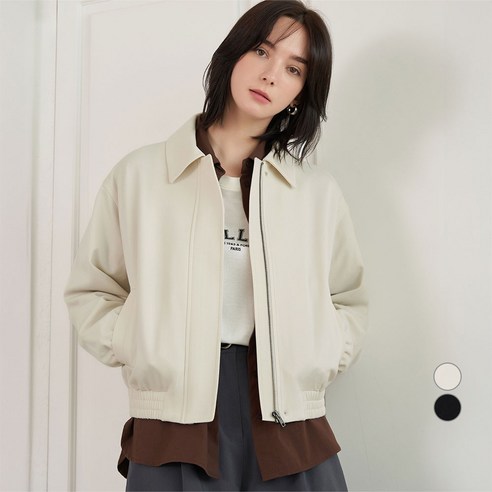 ELLE PARIS 여성 간절기 경량 봄버 자켓