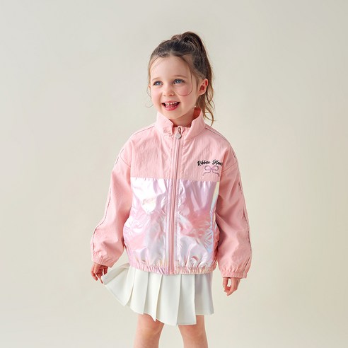 월튼키즈 아동용 글로시 리본 화섬 바람막이 점퍼
