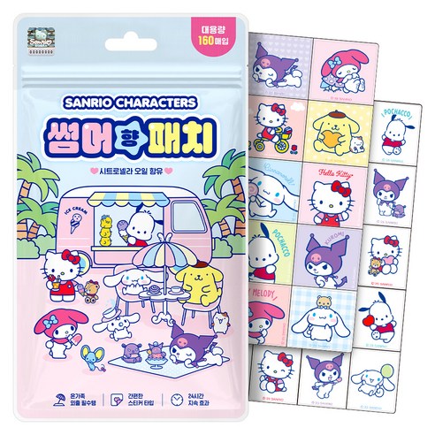 아텍스 유아용 산리오 캐릭터즈 썸머향패치 날벌레 기피제 대용량 160p 세트, 혼합색상, 1세트