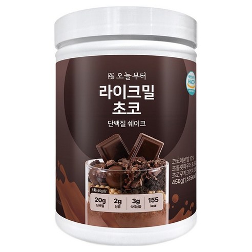 오늘부터 라이크밀 단백질 쉐이크 초코맛 450g, 1개 솔직 후기 | 실사용자 리뷰 분석 - 상품 이미지 1