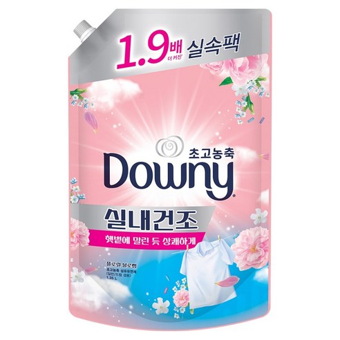 다우니 실내건조 초고농축 섬유유연제 플로럴 블로썸향 리필, 1.35L, 1개