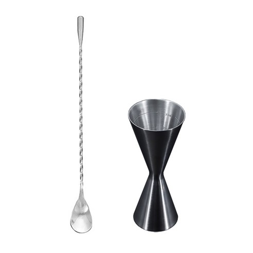 키볼리 홈텐딩 칵테일 올스텐 304 계량지거 30ml 45ml + 바 스푼 27cm 세트, 1세트