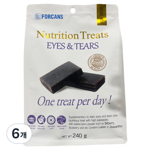 포켄스 강아지 뉴트리션 트릿 영양제, 240g, 눈물개선/눈건강, 6개