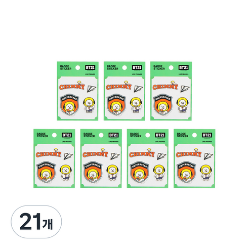 라인프렌즈 BT21 캐스팅 뱃지 스티커, 치미, 21개