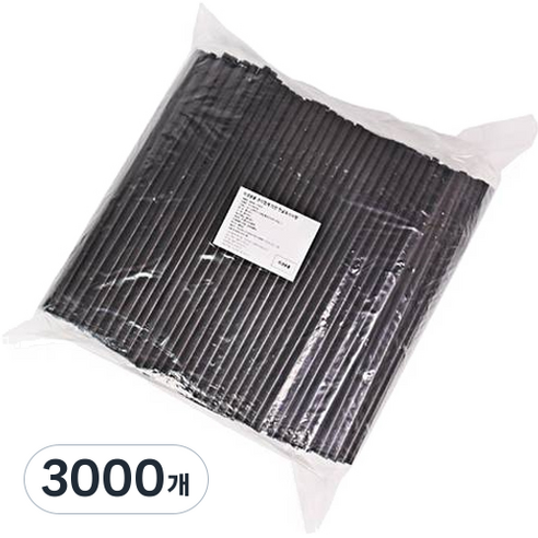 대성산업 자바라 음료 빨대 검정 7 x 210 mm, 1개입, 3000개