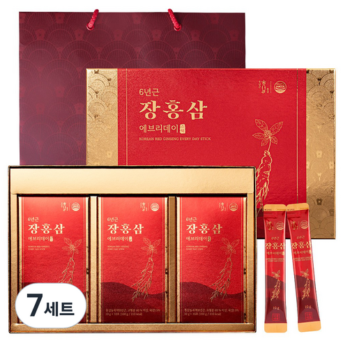 6년근 장홍삼 에브리데이 스틱 30포 선물세트+쇼핑백, 300g, 7세트