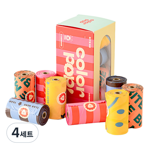 바잇미 컬러팝 풉백 배변봉투, 혼합색상, 8개입, 4세트
