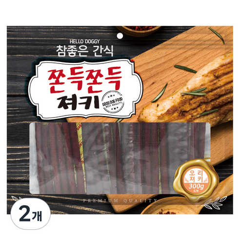 헬로도기 강아지 쫀득쫀득 져키, 오리, 300g, 2개