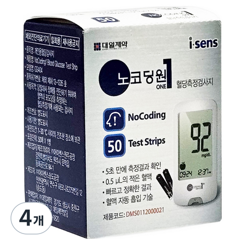 아이센스 노코딩원 혈당측정검사지, 4개, 50개입