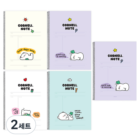 핑크풋 쫑긋곰 코넬노트 5p 세트, 랜덤발송, 2세트