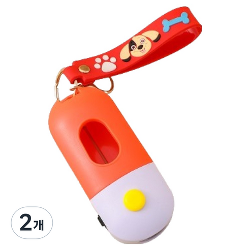 로웰 LED 산책 배변봉투 케이스, 레드, 1개입, 2개