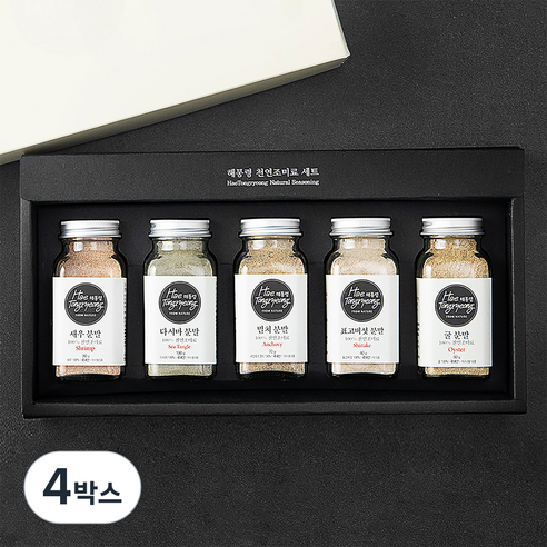 해통령 천연 조미료 세트 + 쇼핑백, 370g, 4박스