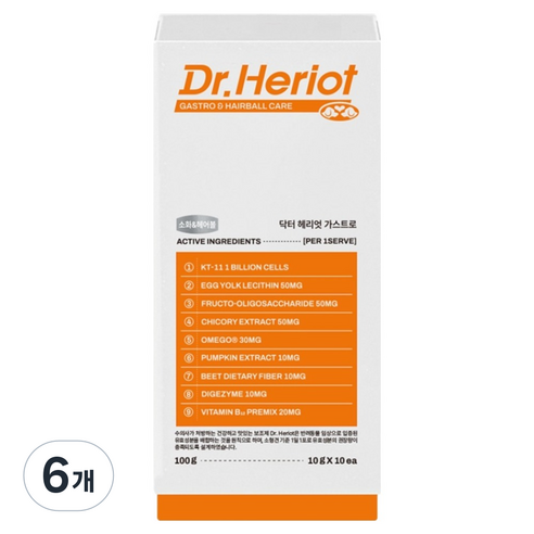 닥터헤리엇 반려동물 가스트로 영양제, 100g, 소화기능/췌장/위개선, 6개