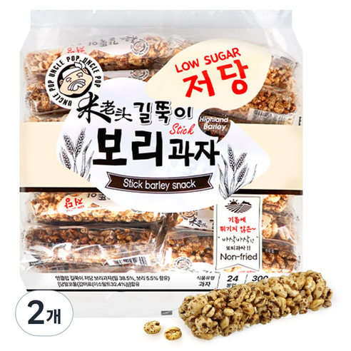 엉클팝 길쭉이 저당 보리과자, 2개, 300g