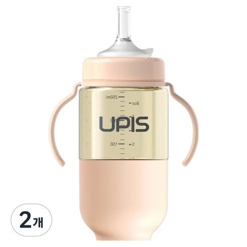 유피스 PPSU 빨대컵 6M, 260ml, 2개, Party Pink