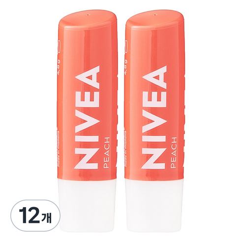 니베아 립케어 피치 샤인, 피치향, 4.8g, 12개