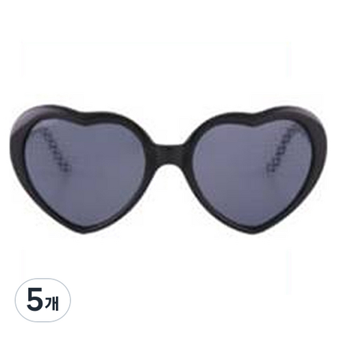 미미파티 인싸템 파티 안경 생일 셀프 촬영 소품 선글라스, 블랙 하트, 5개