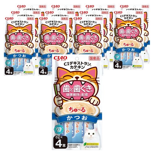 챠오츄르 고양이 짜먹는 간식 구강건강케어 4p, 가다랑어, 32g, 12개