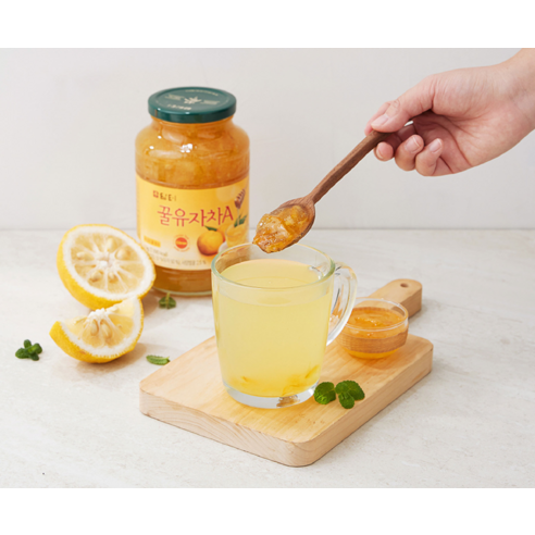 담터 꿀유자차A 후기 분석 - 신선한 유자 원재료 이미지