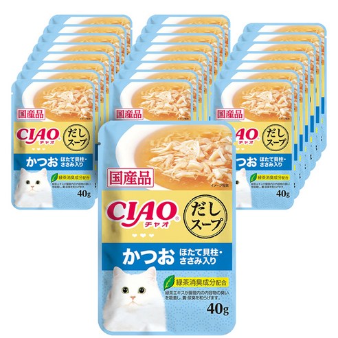 챠오츄르 이나바 고양이 디시스프 파우치 버라이어티, 참치&가다랑어 버라이어티, 40g, 24개