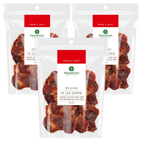 네츄럴코어 강아지 건조 간식, 닭모래집, 3개, 120g