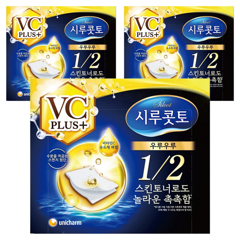 시루콧토 우루우루 비타민 플러스 화장솜, 3개, 40매입